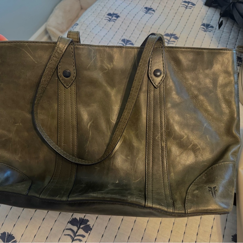 Green Leather Tote Bag